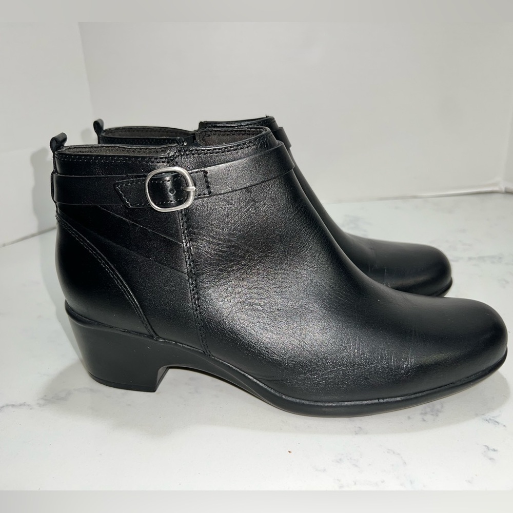 Clarks Black Ankle Booties with Buckle - Picture 3 of 11